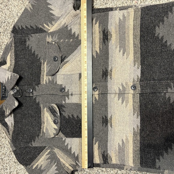 Jachs New York Mens S Jacket Gray Aztec Sherpa Fleece Lined Wool Blend Shirt - Picture 6 of 10